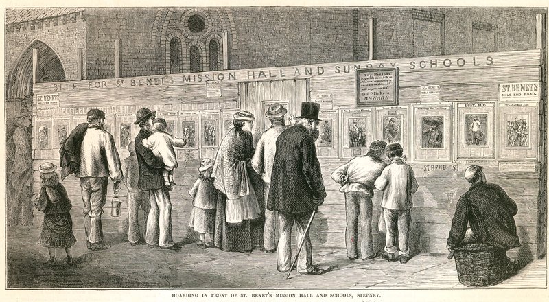 Palissade devant la salle de mission et les écoles de St Benets, Stepney - English School
