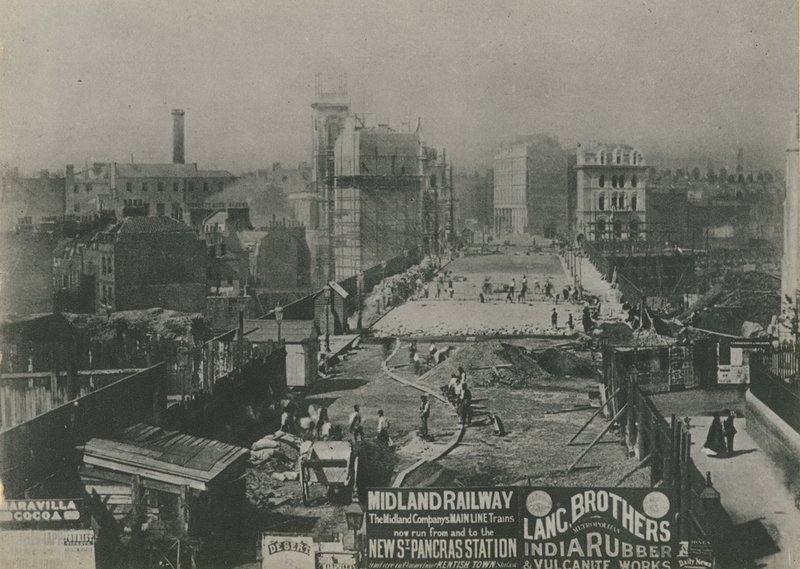Viaduc de Holborn en construction en 1869 - English School