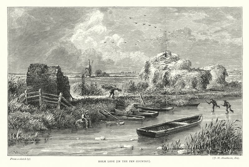 Holm Lode, dans le pays des Fens (gravure) - English School