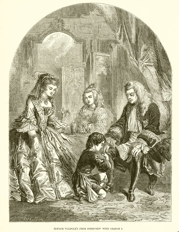 La première rencontre de Horace Walpole avec George I - English School