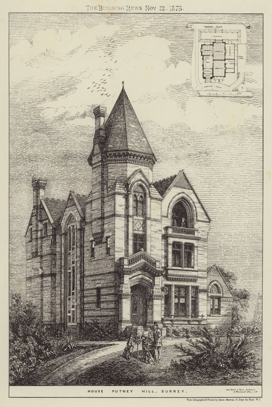 Maison Putney Hill, Surrey (gravure) - English School