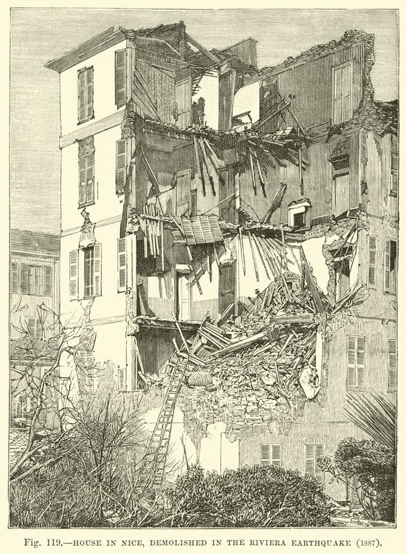 Maison à Nice, démolie lors du tremblement de terre de la Riviera, 1887 - English School