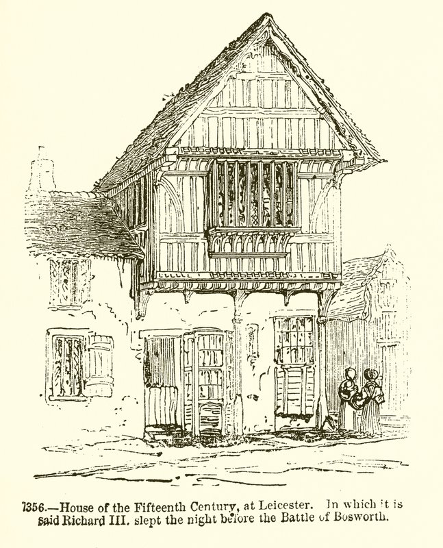 Maison du XVe siècle à Leicester, où il est dit que Richard III a dormi la nuit avant la bataille de Bosworth - English School