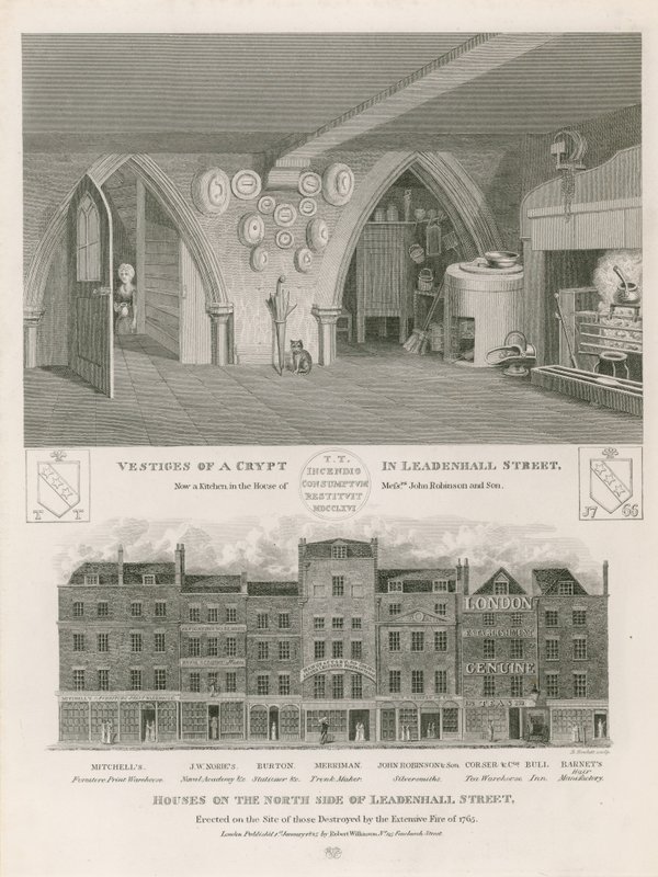 Maisons du côté nord de Leadenhall Street, érigées sur le site de celles détruites par l