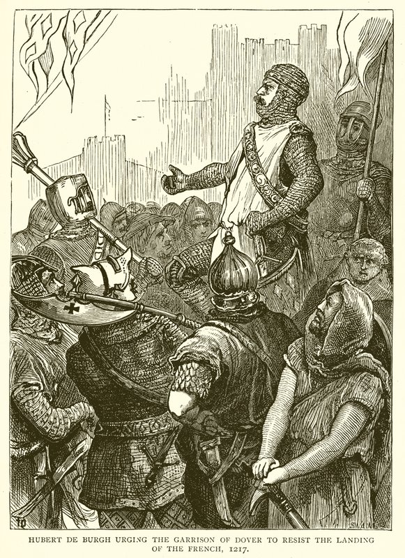 Hubert de Burgh exhortant la garnison de Douvres à résister au débarquement des Français, 1217 - English School