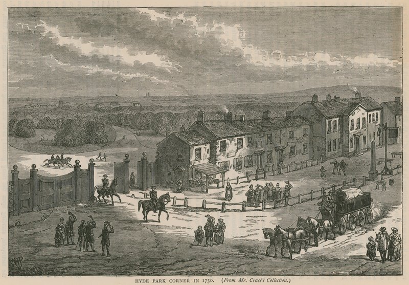 Hyde Park Corner en 1750 - English School