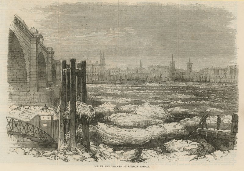 Glace sur la Tamise au London Bridge - English School