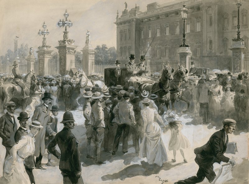 Maladie du roi Édouard VII, les médecins quittent le palais, juin 1902 - English School