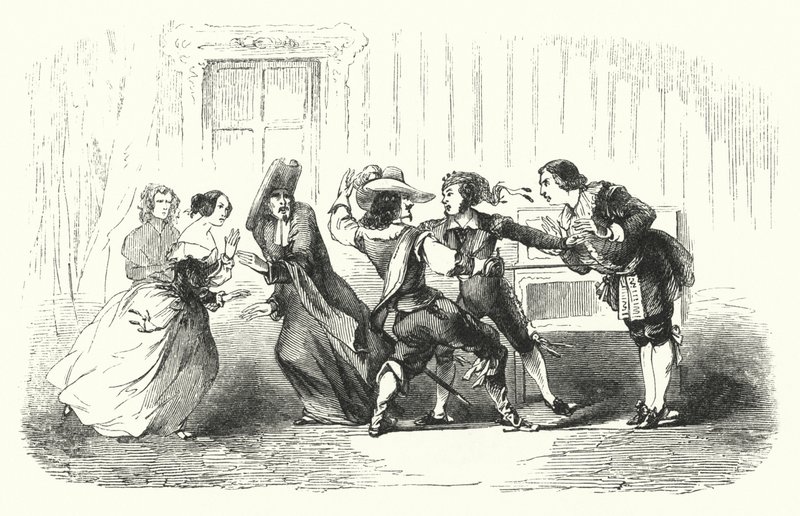 Illustration pour Le Barbier de Séville de Rossini (gravure) - English School