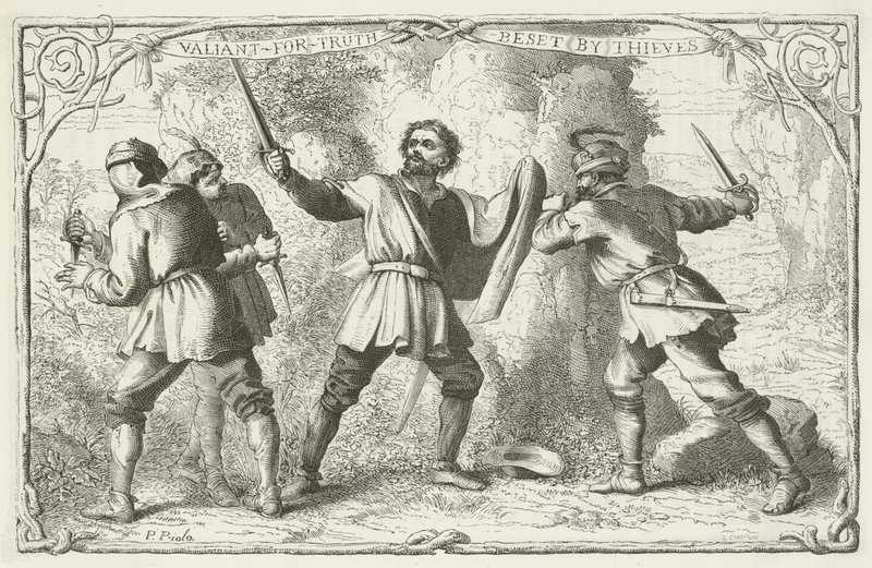 Illustration pour Le Voyage du pèlerin de John Bunyan - English School