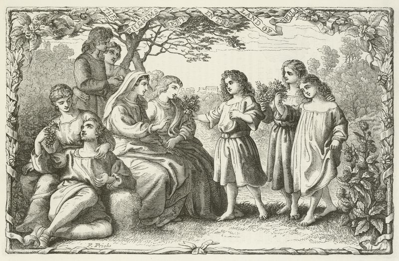 Illustration pour Le Voyage du pèlerin de John Bunyan - English School