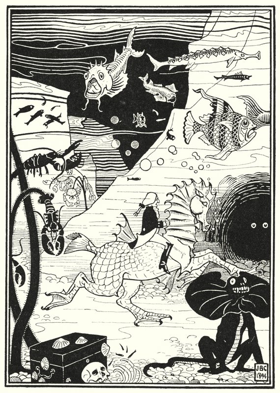 Illustration pour Les Aventures du baron de Münchhausen (gravure) - English School