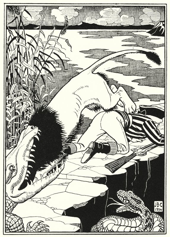 Illustration pour Les Aventures du baron de Münchhausen (gravure) - English School