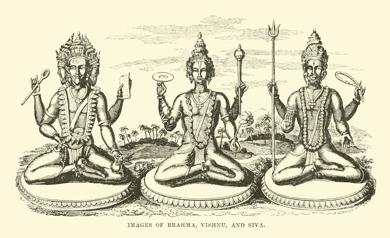 Images de Brahma, Vishnu et Shiva - English School