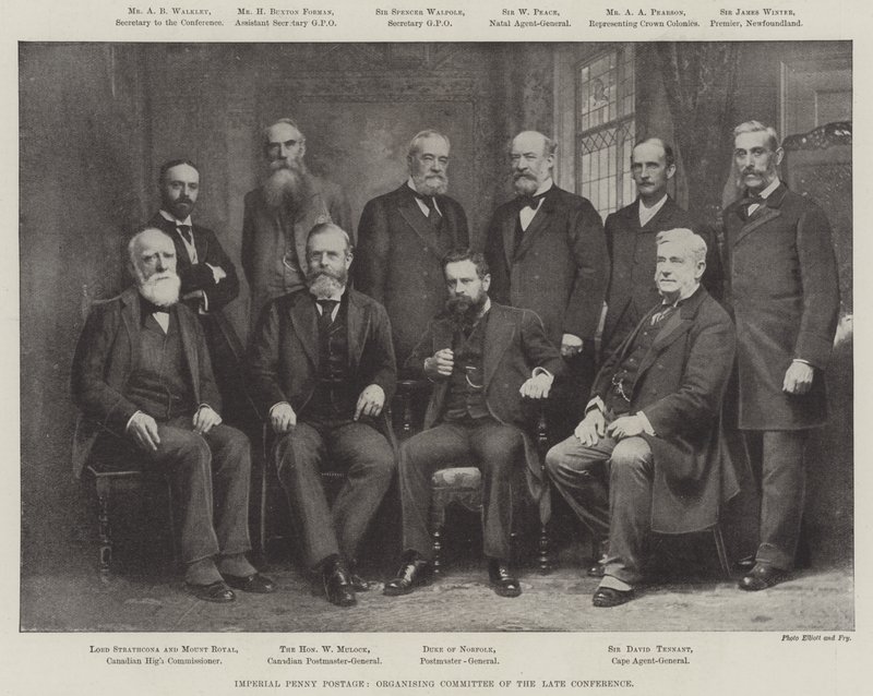 Affranchissement impérial à un penny, comité organisateur de la dernière conférence (gravure) - English School