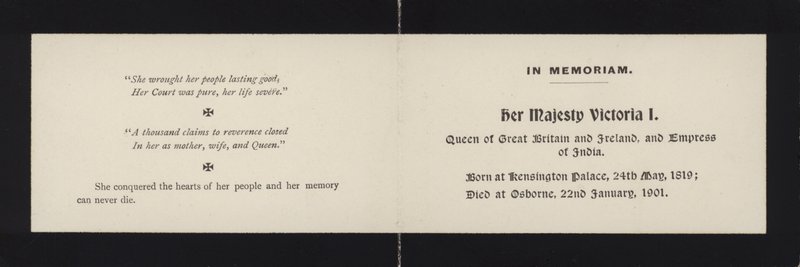 In Memoriam - Reine Victoria - English School