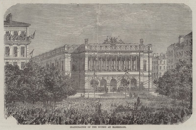 Inauguration de la Bourse de Marseille (gravure) - English School