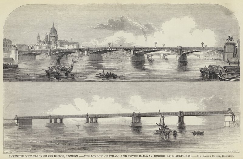 Nouveau Pont de Blackfriars Prévu, Londres, le Pont du Chemin de Fer de Londres, Chatham et Douvres, à Blackfriars - English School
