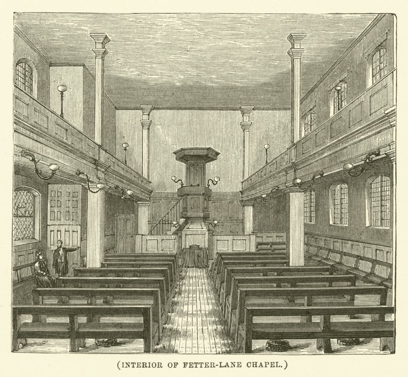 Intérieur de la chapelle Fetter-Lane (gravure) - English School