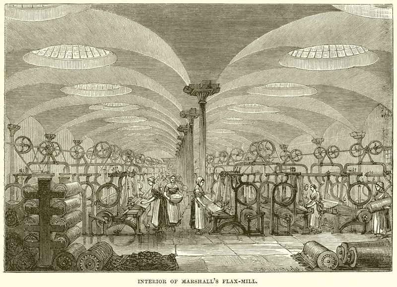 Intérieur de la filature de lin de Marshall - English School
