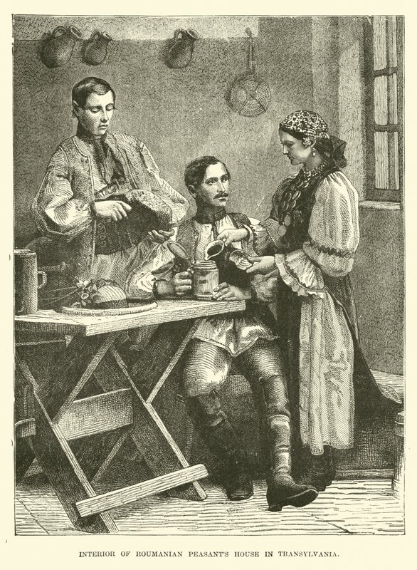 Intérieur de maison de paysans roumains en Transylvanie - English School
