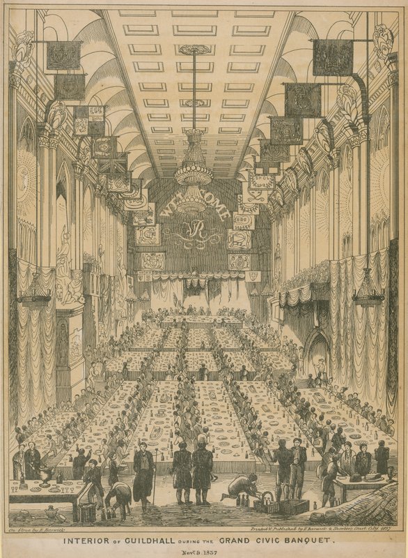 Intérieur de Guildhall pendant le grand banquet civique, 9 novembre 1837 - English School