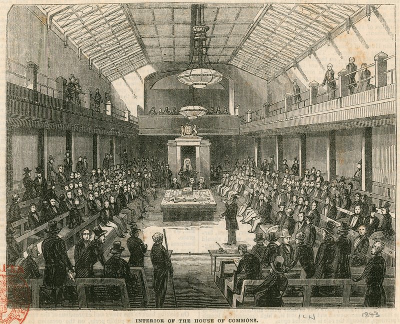 Intérieur de la Chambre des communes, Westminster, Londres - English School