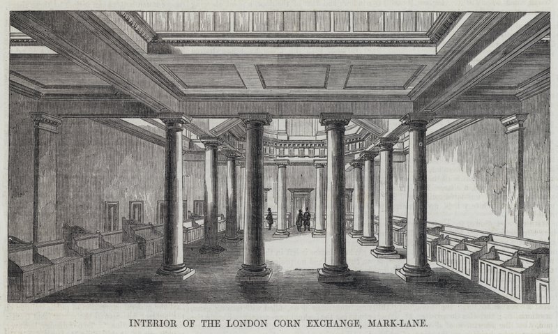 Intérieur de la Bourse de Londres, Mark-Lane (gravure) - English School