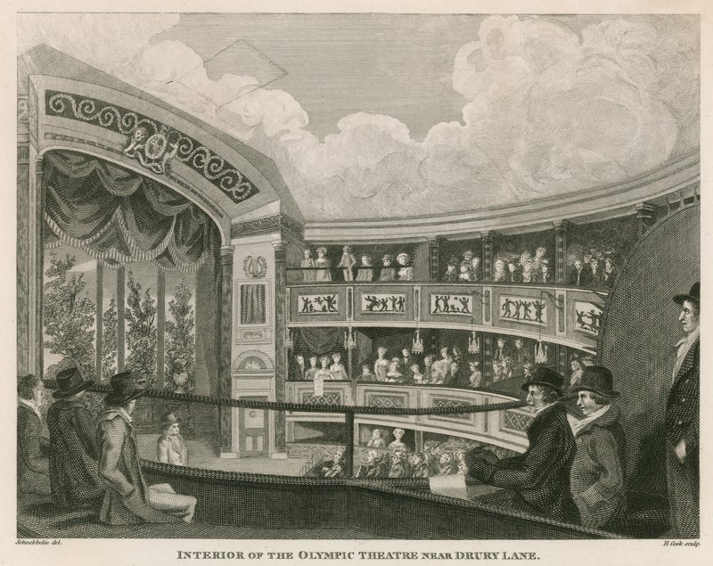 Intérieur du Théâtre Royal Olympic, Wych Street, près de Drury Lane, Londres - English School