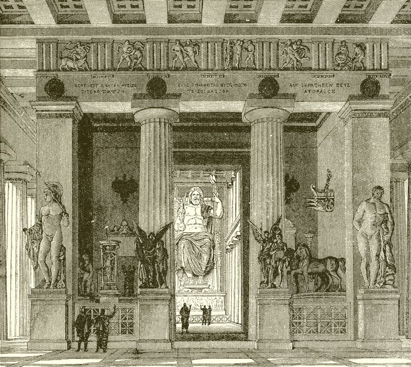 Intérieur du splendide temple de Zeus à Olympie - English School