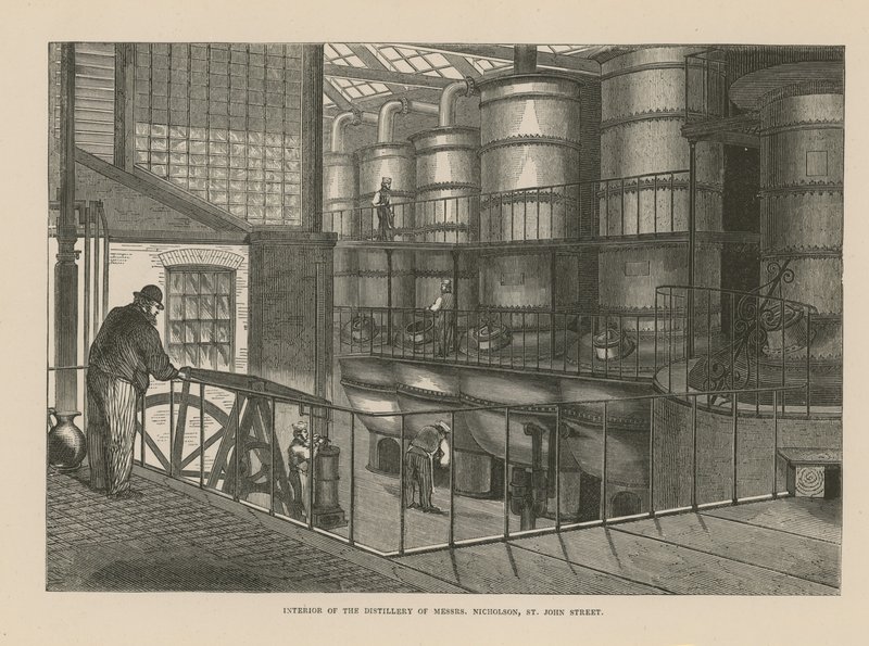 Intérieur de la distillerie de Messrs Nicholson - English School