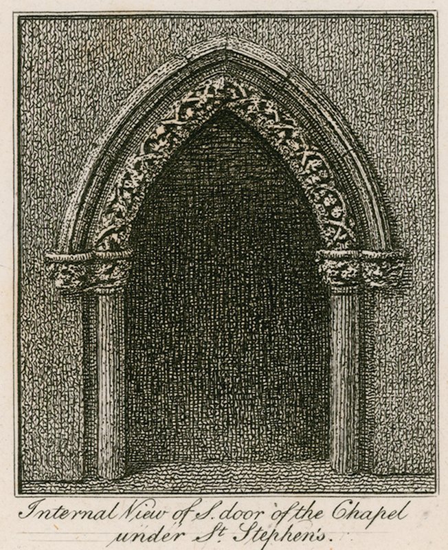 Vue intérieure de la porte sud de la chapelle sous Saint-Étienne - English School