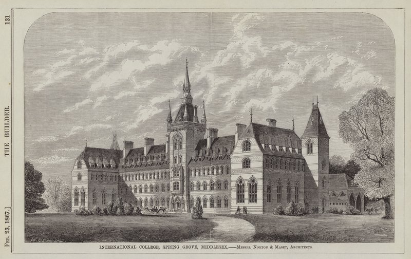 Collège International, Spring Grove, Middlesex, MM. Norton et Masey, Architectes (gravure) - English School