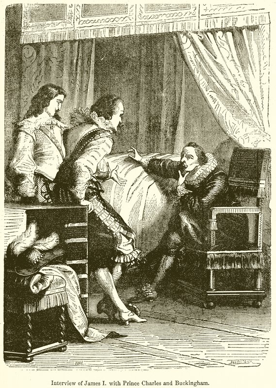 Entretien de Jacques Ier avec le prince Charles et Buckingham - English School