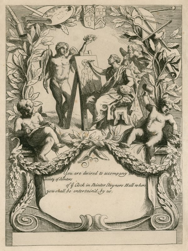 Invitation de la Society of Painters au peintre Stayners Hall - English School