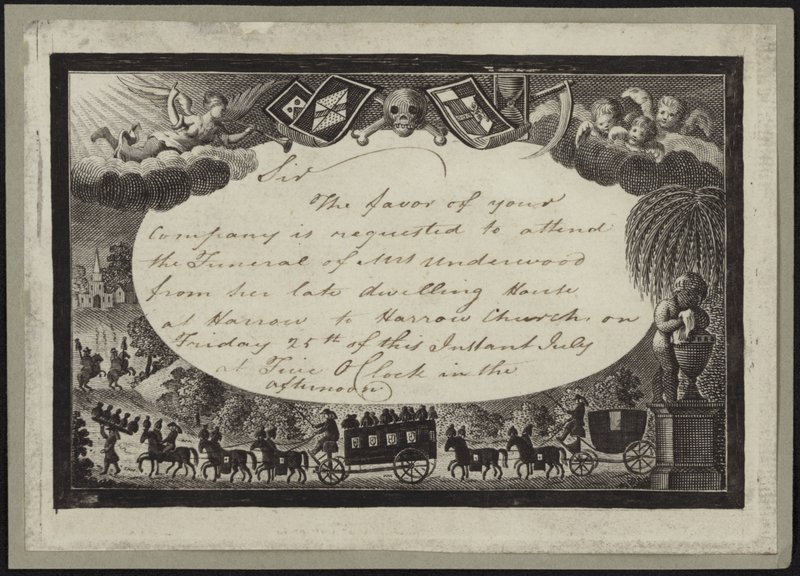 Invitation demandant la présence aux funérailles de Mme Underwood - English School