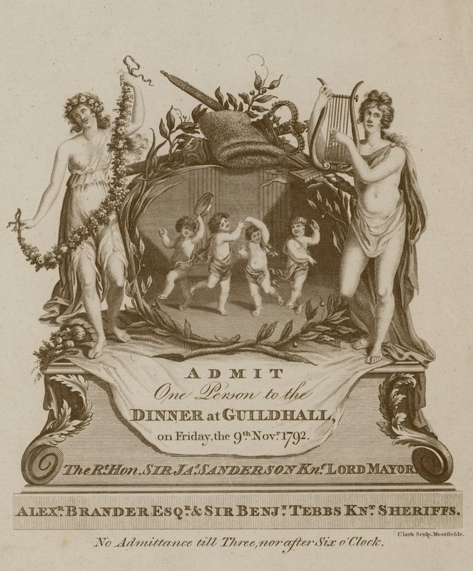 Invitation à un banquet au Guildhall, Londres, le 9 novembre 1792 - English School