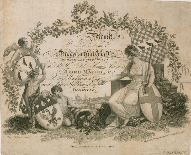 Invitation à un banquet au Guildhall, Londres, le 9 novembre 1820 - English School