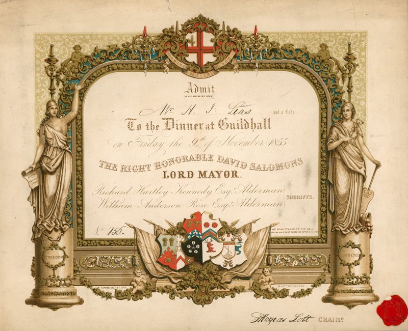 Invitation à un banquet au Guildhall, Londres, le 9 novembre 1855 - English School
