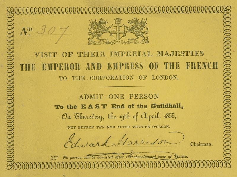 Invitation à la visite de leurs Majestés Impériales, l