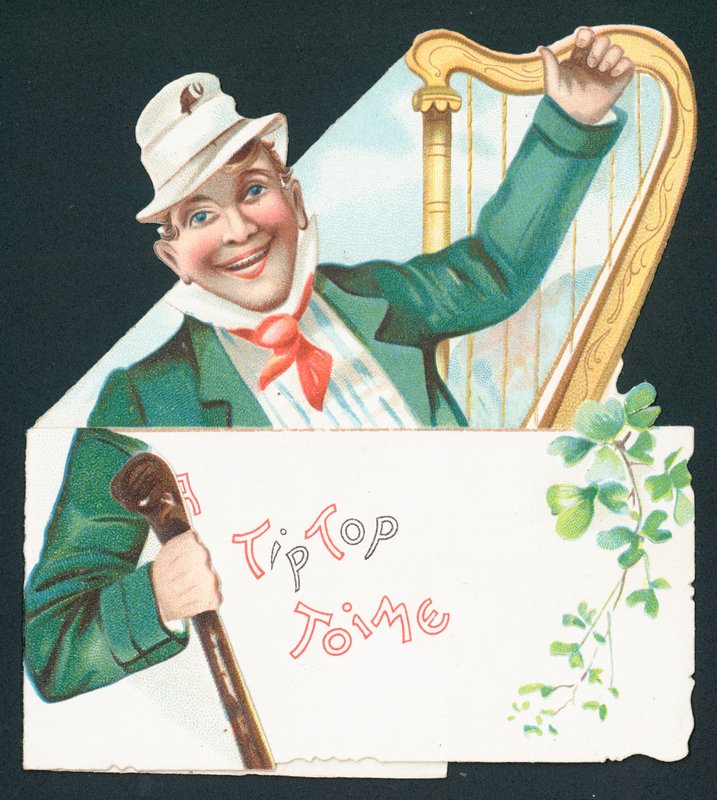 Irlandais avec shalali et harpe, carte - English School