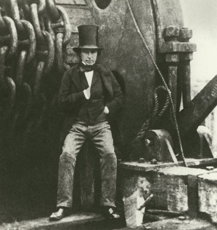 Isambard Kingdom Brunel, ingénieur, pendant la construction du Great Eastern (gravure) - English School