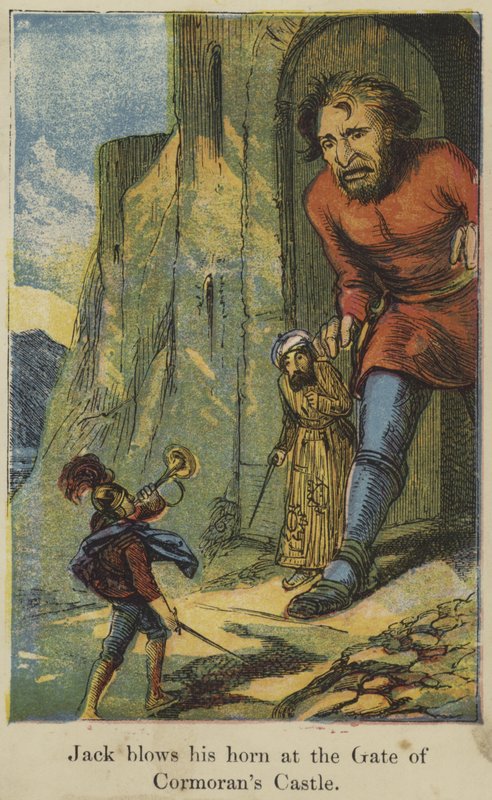 Jack souffle dans sa corne à la porte du château de Cormoran - English School