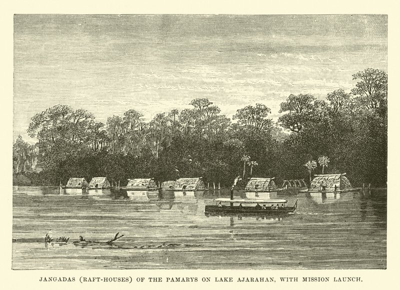 Jangadas (maisons sur radeau) des Pamarys sur le lac Ajarahan, avec lancement de mission - English School