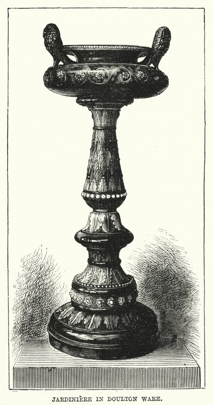 Jardinière en faïence de Doulton (gravure) - English School
