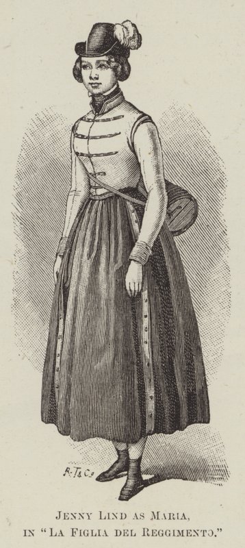 Jenny Lind en Maria, dans "La Figlia del Reggimento" (gravure) - English School