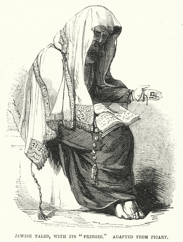 Taled juif, avec ses "franges," adapté de Picart (gravure) - English School