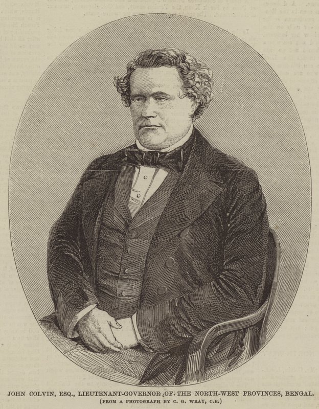John Colvin, Lieutenant-Gouverneur des provinces du Nord-Ouest, Bengale (gravure) - English School