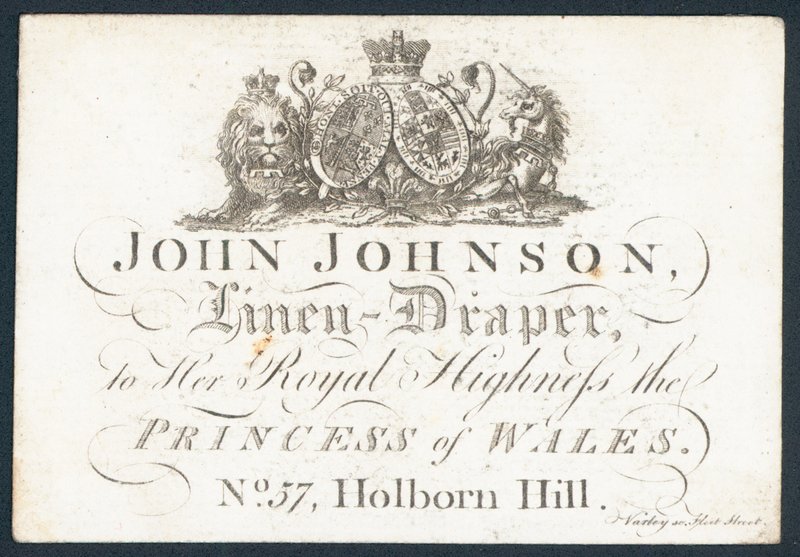 John Johnson, drapier, carte de visite - English School