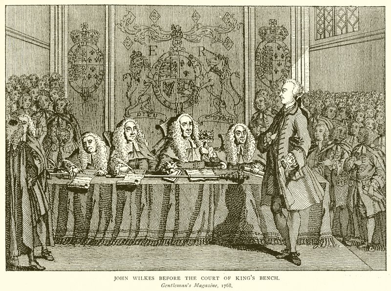 John Wilkes devant la Cour du Banc du Roi - English School
